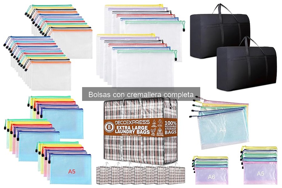 Tipos de bolsas con cremallera completa para yoga